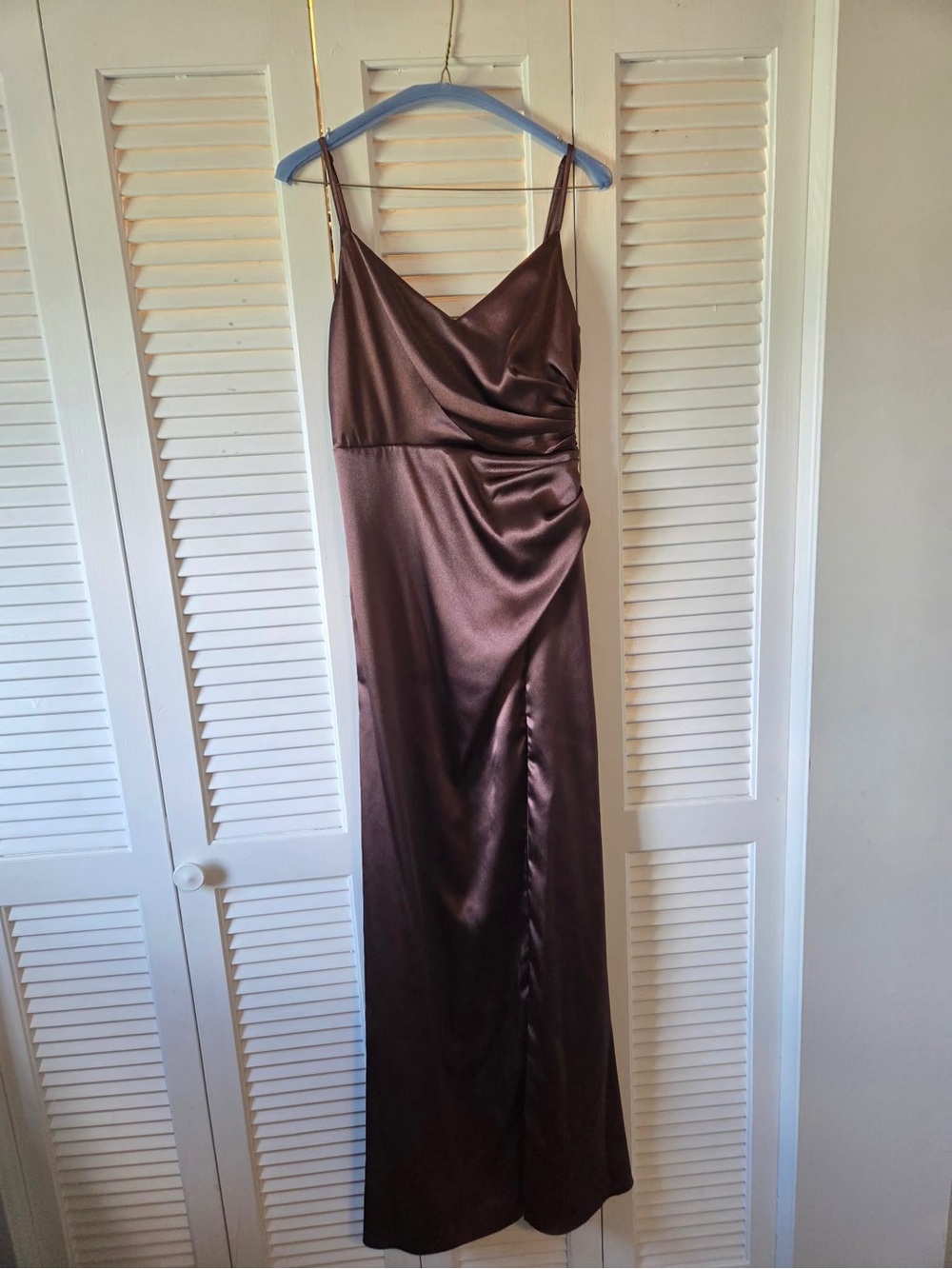 Birdy Grey Satin Formal Dress Deep Brown Women’s Size S
